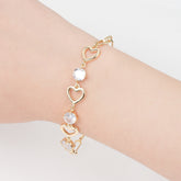 14K Gold Heart Zirconia Bracelet – Adjustable, Hypoallergenic, Sparkling Gift for Her - AX1